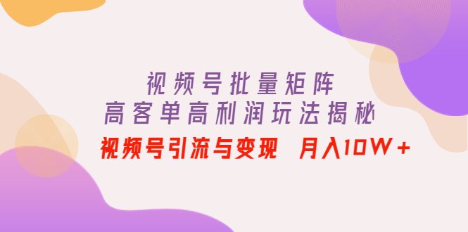 视频号批量矩阵的高客单高利润玩法揭秘: 视频号引流与变现 月入10W+(揭秘微信视频号批量矩阵的高客单高利润玩法) 视频号批量矩阵的高客单高利润玩法揭秘: 视频号引流与变现 月入10W+(揭秘微信视频号批量矩阵的高客单高利润玩法)