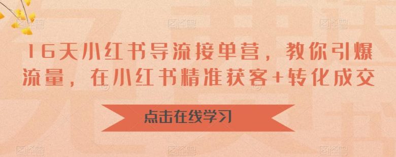 16天小红书导流接单营,教你引爆流量,在小红书精准获客+转化成交(16天小红书导流接单营引爆流量、精准获客与转化成交的全面指南)