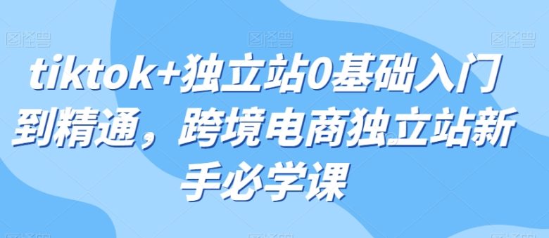 tiktok+独立站0基础入门到精通,跨境电商独立站新手必学课(全面掌握tiktok+独立站运营,打造跨境电商新机遇) tiktok+独立站0基础入门到精通,跨境电商独立站新手必学课(全面掌握tiktok+独立站运营,打造跨境电商新机遇)