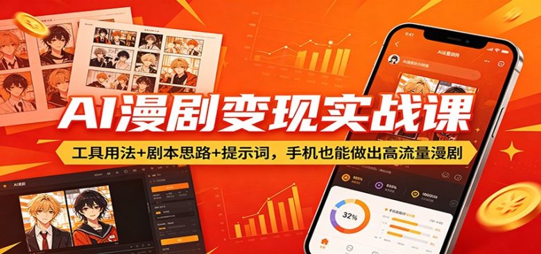 AI漫剧变现实战课:工具用法+剧本思路+提示词,手机也能做出高流量漫剧