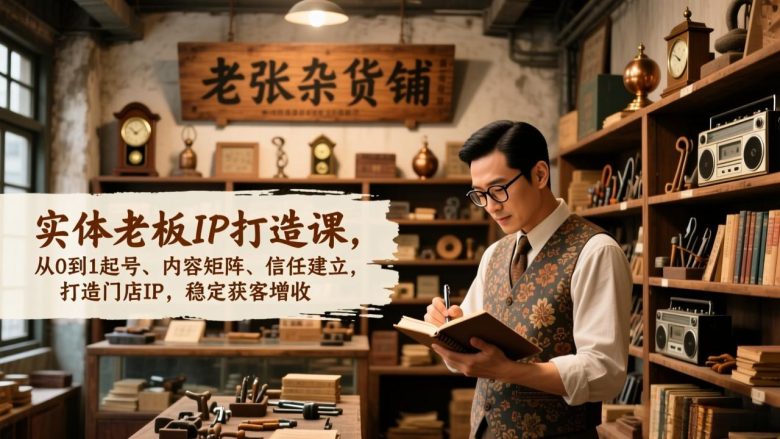 实体老板IP打造课,从0到1起号、内容矩阵、信任建立,打造门店IP,稳定获客增收