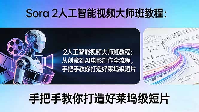 Sora 2人工智能视频大师班教程:从创意到AI电影制作全流程,手把手教你打造好莱坞级短片