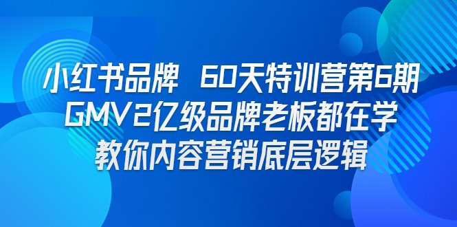 小红书品牌 60天特训营第6期 GMV2亿级品牌老板都在学 教你内容营销底层逻辑(小红书品牌60天特训营第6期全面掌握内容营销底层逻辑)