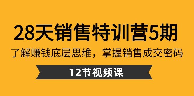 28天销售特训营5期:了解赚钱底层思维,掌握销售成交密码(12节课) 28天销售特训营5期:了解赚钱底层思维,掌握销售成交密码(12节课)