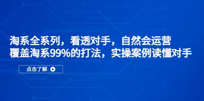 淘系全系列，看透对手，自然会运营，覆盖淘系99%·打法，实操案例读懂对手(淘系全系列课程深度剖析对手，提升运营能力)