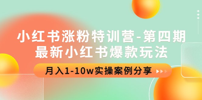 小红书涨粉特训营-第四期：最新小红书爆款玩法，月入1-10w实操案例分享(小红书涨粉特训营-第四期深度解析爆款玩法与实操案例分享)