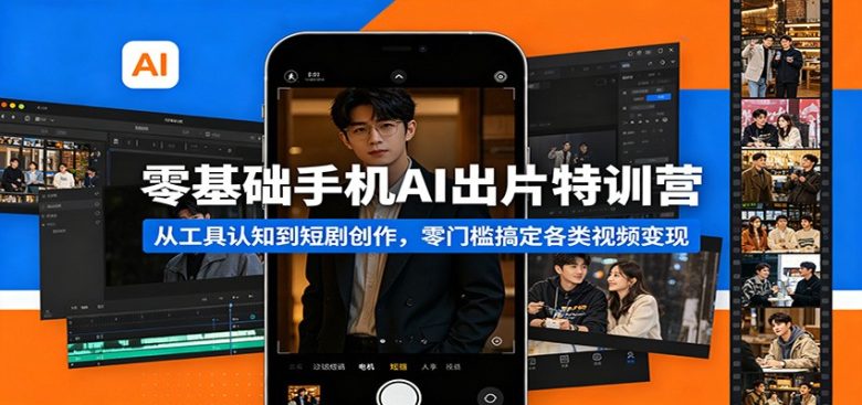 零基础手机AI出片特训营:从工具认知到短剧创作,零门槛搞定各类视频变现