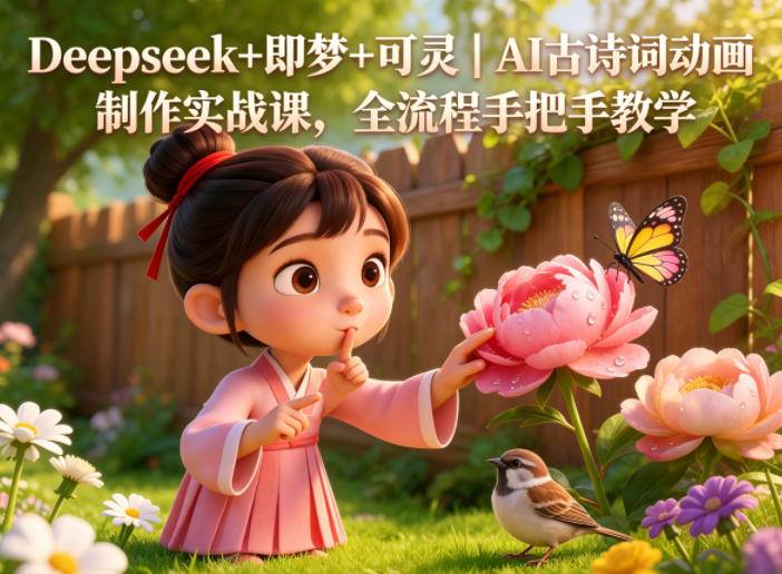 Deepseek+即梦+可灵｜AI古诗词动画制作实战课，全流程手把手教学
