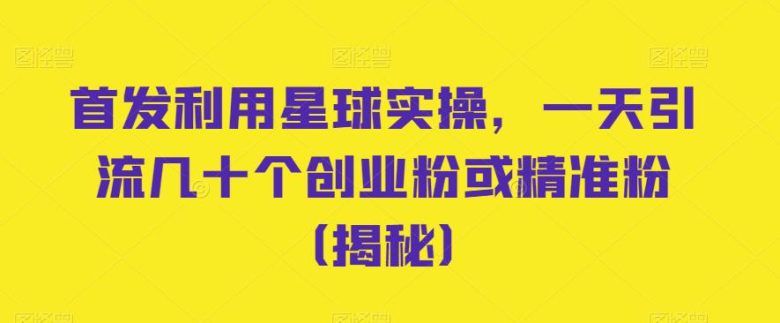 首发利用星球实操，一天引流几十个创业粉或精准粉（揭秘）(揭秘首发利用星球实操，一天轻松引流几十个创业粉)