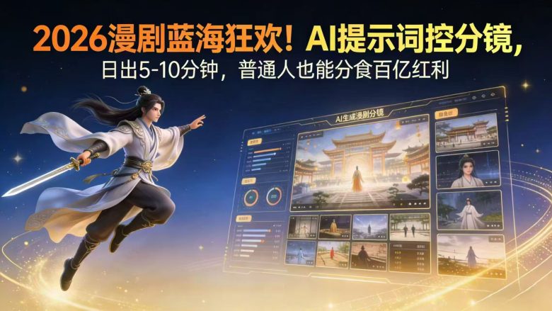 2026漫剧红利实锤! AI 提示词控分镜, 普通人也能轻松月入过万