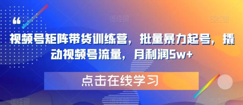 视频号矩阵带货训练营,批量暴力起号,撬动视频号流量,月利润5w+ 视频号矩阵带货训练营,批量暴力起号,撬动视频号流量,月利润5w+