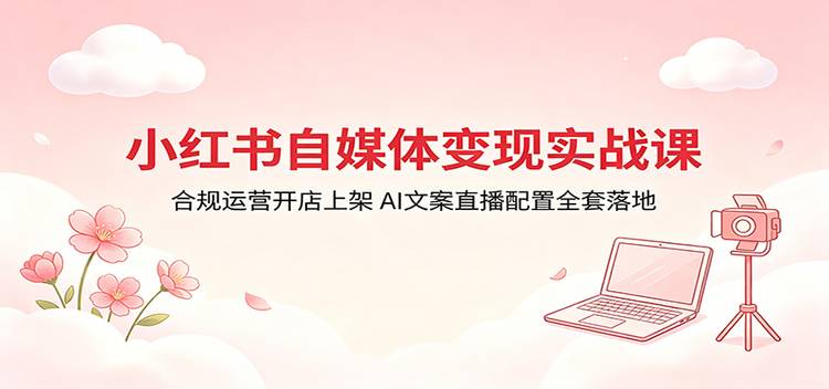 小红书自媒体变现实战课：合规运营开店上架，AI文案直播配置全套落地