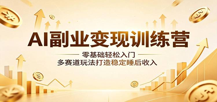 AI副业变现训练营：零基础轻松入门，多赛道玩法打造稳定睡后收入