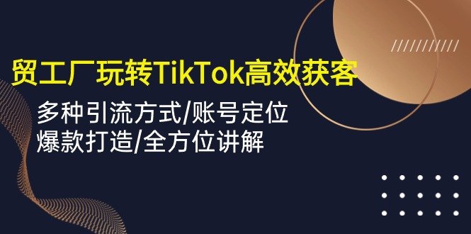 外贸工厂玩转TikTok高效获客,多种引流方式/账号定位/爆款打造/全方位讲解 外贸工厂玩转TikTok高效获客,多种引流方式/账号定位/爆款打造/全方位讲解