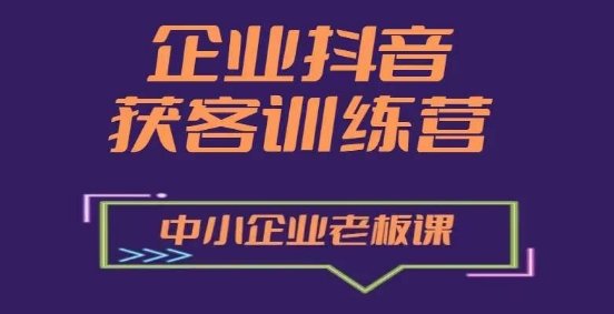 企业抖音营销获客增长训练营,中小企业老板必修课 企业抖音营销获客增长训练营,中小企业老板必修课