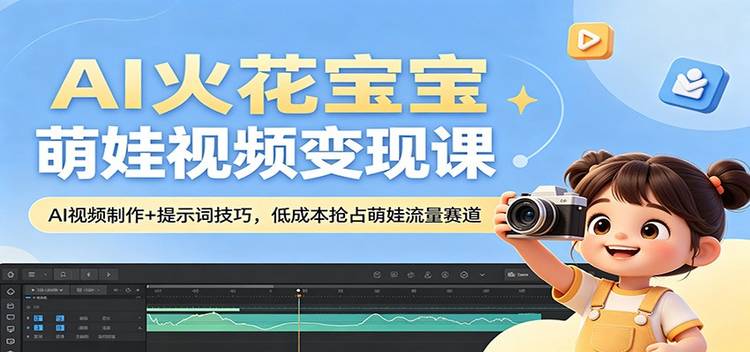 AI火花宝宝萌娃视频变现课：AI视频制作+提示词技巧，低成本抢占萌娃流量赛道