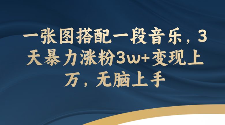 一张图搭配一段音乐，3天暴力涨粉3w+变现上万，无脑上手(最新最快涨粉文案号的运作策略及变现方法)
