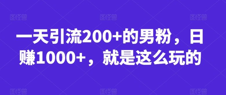 一天引流200+的男粉，日赚1000+，就是这么玩的【揭秘】(揭秘一天引流200+男粉，日赚1000+的实操策略)