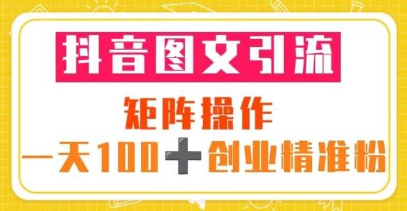 抖音图文引流矩阵操作一天100+创业精准粉（5节视频课+素材模板）(“抖音图文引流一天100+创业精准粉的秘诀”)