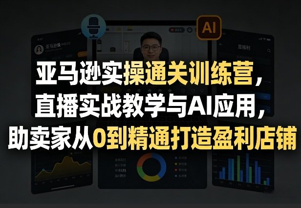 亚马逊实操通关训练营,直播实战教学与AI应用,助卖家从0到精通打造盈利店铺(更新4月17日)