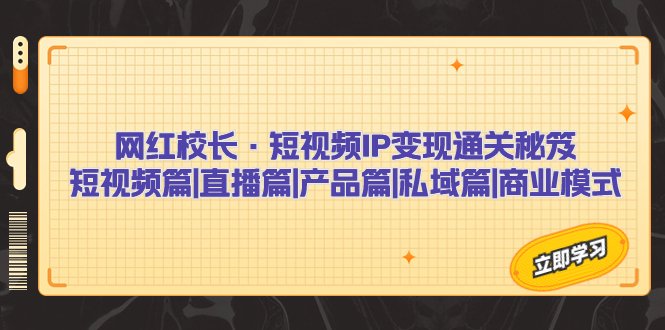 网红校长·短视频IP变现通关秘笈：短视频篇+直播篇+产品篇+私域篇+商业模式(网红校长短视频IP变现通关秘笈系统课助力短视频、直播、产品和私域商业模式的成功发展)