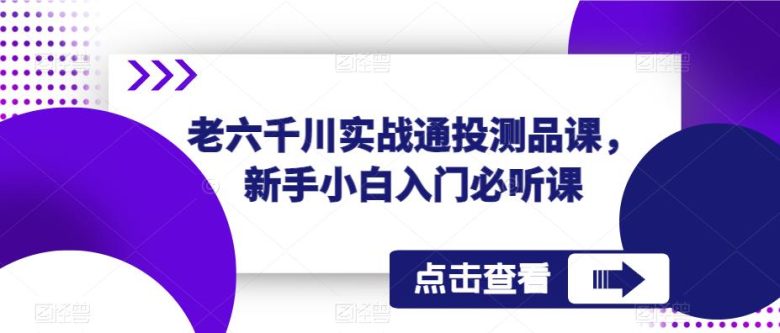 老六千川实战通投测品课，新手小白入门必听课(新手小白的千川投放指南从入门到精通)
