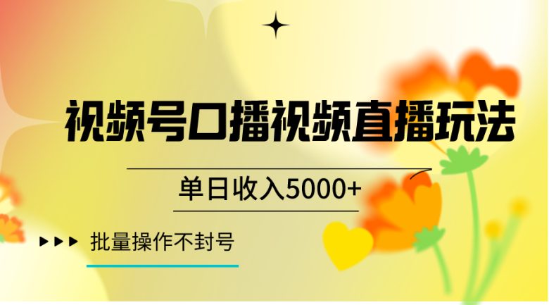 视频号口播视频直播玩法单日收入5000+，一种可以单号持续操作的玩法(探索视频号直播新玩法实拍口播短视频连怼实现稳定收入)