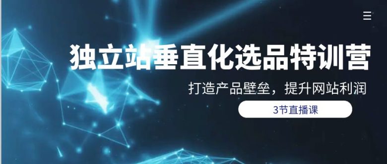 独立站-垂直化选品训练营,打造产品壁垒,提升网站利润(3节直播课) 独立站-垂直化选品训练营,打造产品壁垒,提升网站利润(3节直播课)