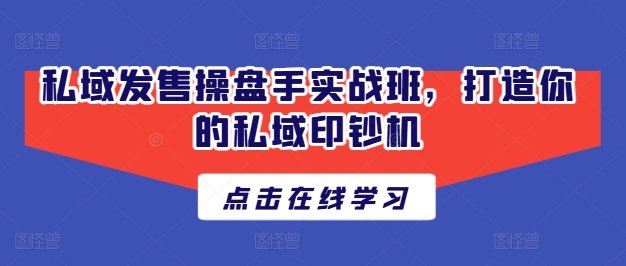 私域发售操盘手实战班,打造你的私域印钞机 私域发售操盘手实战班,打造你的私域印钞机