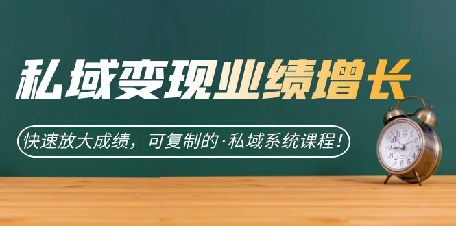 私域·变现业绩增长：快速放大成绩，可复制的·私域系统课程(探索私域营销之道，助力业绩快速提升与变现)