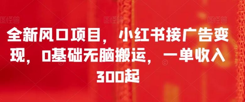 全新风口项目,小红书接广告变现,0基础无脑搬运,一单收入300起(全新风口项目小红书接广告变现,0基础无脑搬运,一单收入300起)