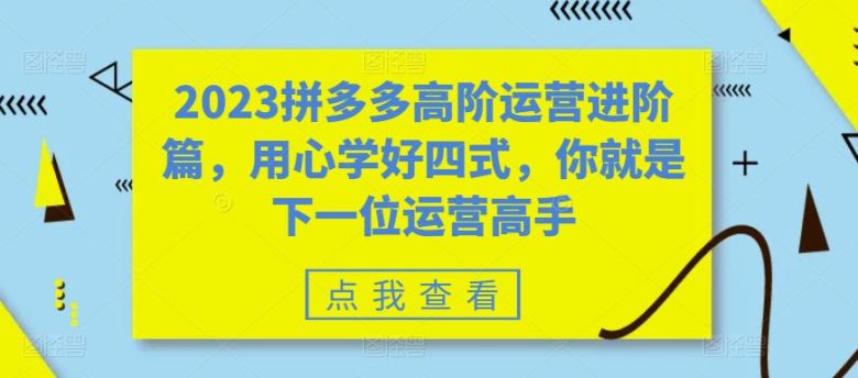 2023拼多多高阶运营进阶篇,用心学好四式,你就是下一位运营高手(探索拼多多运营之道四式教学助你快速进阶) 2023拼多多高阶运营进阶篇,用心学好四式,你就是下一位运营高手(探索拼多多运营之道四式教学助你快速进阶)