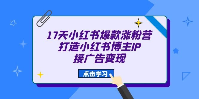 17天 小红书爆款 涨粉营（广告变现方向）打造小红书博主IP、接广告变现(“17天小红书爆款涨粉营从零开始的广告变现之路”)
