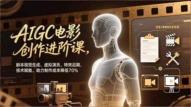 AIGC电影创作进阶课,剧本视觉生成、虚拟演员、特效后期,技术赋能,助力制作成本降低70%