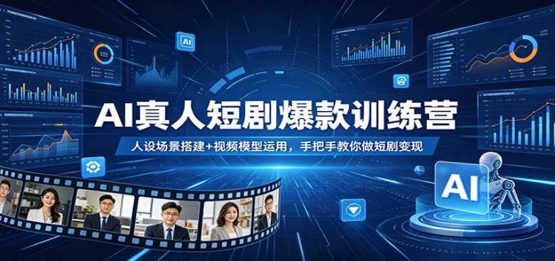 AI真人短剧爆款训练营:人设场景搭建+视频模型运用,手把手教你做短剧变现