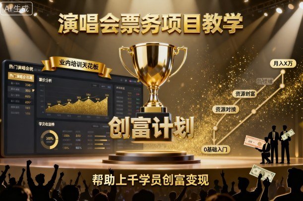 演唱会票务项目教学,业内培训天花板,帮助上千学员创富变现(更新)