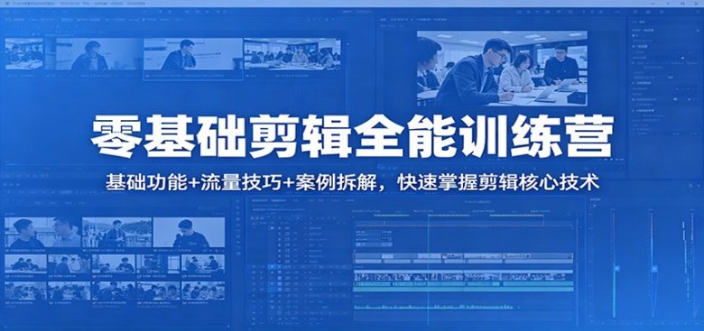 零基础剪辑全能训练营:基础功能+流量技巧+案例拆解,快速掌握剪辑核心技术