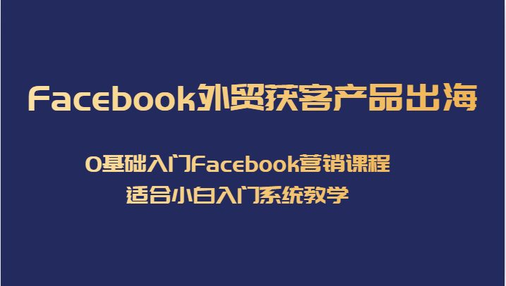 Facebook外贸获客产品出海，0基础入门Facebook营销课程，适合小白入门系统教学(全面解析Facebook营销从新手起号到广告投放的一站式教学)