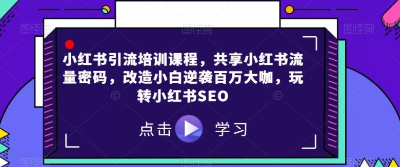 小红书引流培训课程,共享小红书流量密码,改造小白逆袭百万大咖,玩转小红书SEO(小红书引流培训课程掌握流量密码,打造爆款笔记) 小红书引流培训课程,共享小红书流量密码,改造小白逆袭百万大咖,玩转小红书SEO(小红书引流培训课程掌握流量密码,打造爆款笔记)