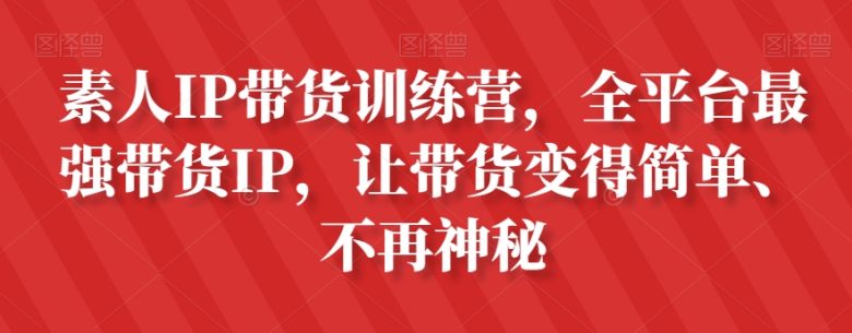 素人IP带货训练营，全平台最强带货IP，让带货变得简单、不再神秘(全平台最强带货IP训练营从素人到网红达人的全程指导)