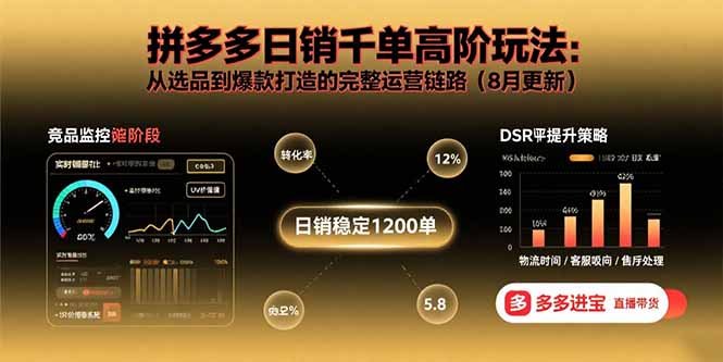 拼多多日销千单高阶玩法:从选品到爆款打造的完整运营链路(8月更新)
