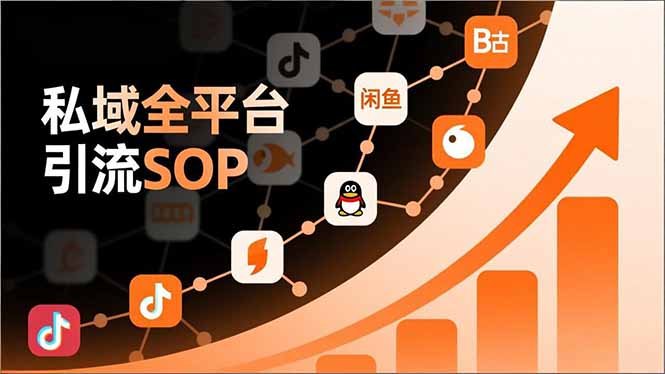 私域全平台引流SOP，抖音/快手/小红书/微信/QQ/B站/闲鱼等，技术合集，高效转化公域流量