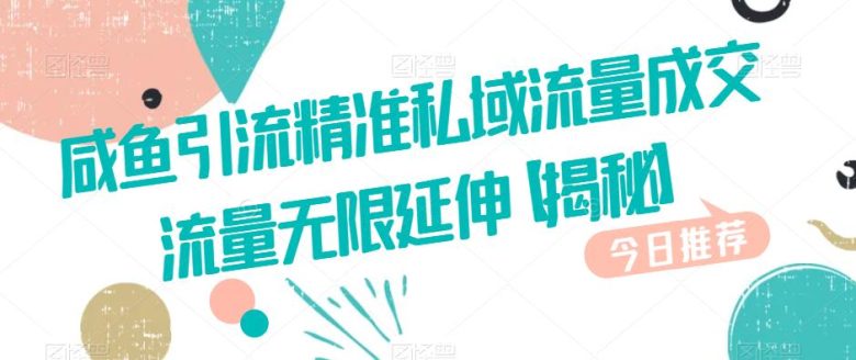 咸鱼引流精准私域流量成交流量无限延伸【揭秘】(咸鱼引流实现私域流量成交的无限可能)