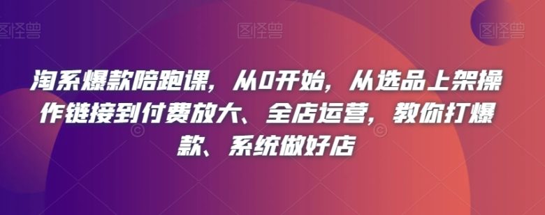 淘系爆款陪跑课,从0开始,从选品上架操作链接到付费放大、全店运营,教你打爆款、系统做好店(淘系爆款陪跑课从0开始,系统化打造电商店铺) 淘系爆款陪跑课,从0开始,从选品上架操作链接到付费放大、全店运营,教你打爆款、系统做好店(淘系爆款陪跑课从0开始,系统化打造电商店铺)