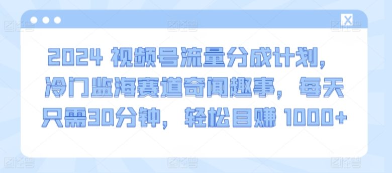 2024视频号流量分成计划,冷门监海赛道奇闻趣事,每天只需30分钟,轻松目赚 1000+ 2024视频号流量分成计划,冷门监海赛道奇闻趣事,每天只需30分钟,轻松目赚 1000+