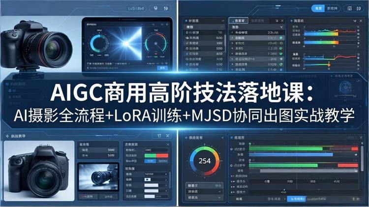 AIGC商用高阶技法落地课：AI摄影全流程+LoRA训练+MJSD协同出图实战教学