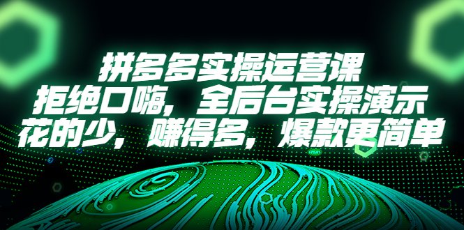 拼多多实操运营课:拒绝口嗨,全后台实操演示,花的少,赚得多,爆款更简单(拼多多实操运营课全方位解析拼多多运营策略) 拼多多实操运营课:拒绝口嗨,全后台实操演示,花的少,赚得多,爆款更简单(拼多多实操运营课全方位解析拼多多运营策略)