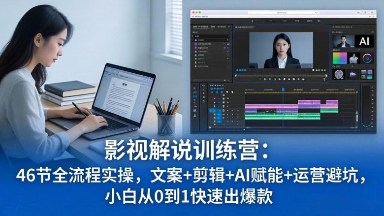 影视解说特训营：46节全流程实操，文案+剪辑+AI赋能+运营避坑，小白从0到1快速出爆款