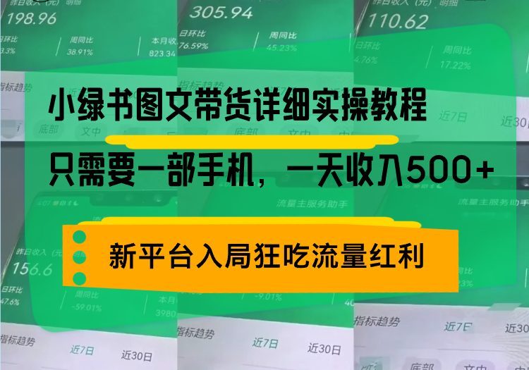 小绿书图文带货详细实操教程,只需要一部手机,一天收入500+,轻松变现
