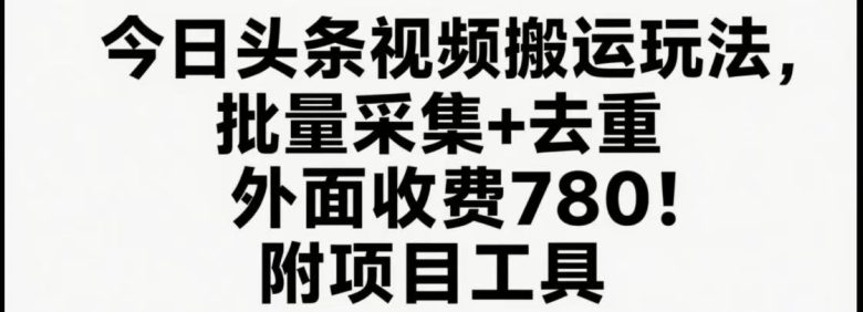 今日头条视频搬运玩法，软件一键去重，轻松日入500+附项目工具